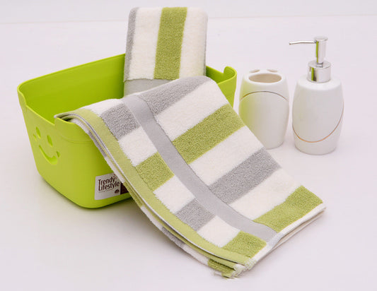 Cotton Sports Towel with Stripes Green 34x75cm {product_title}, {variant_option}, {product_type}